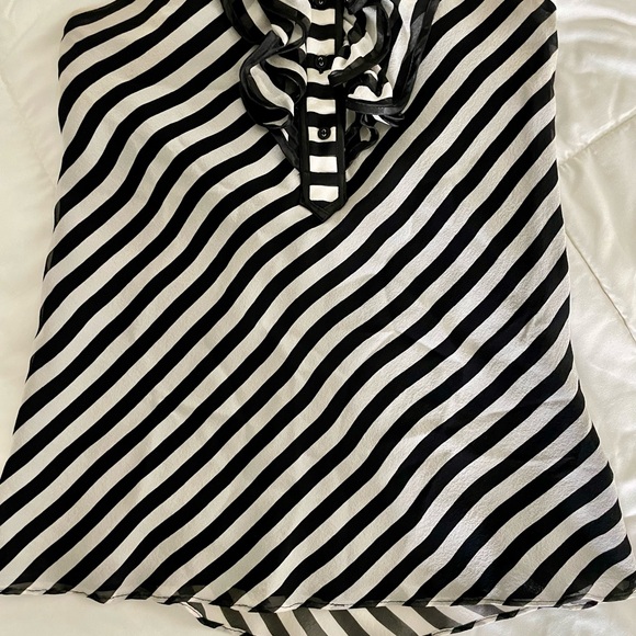 bebe Razor Back Halter Sheer Striped Tank Top - Black and White Women's Top - Picture 6 of 10